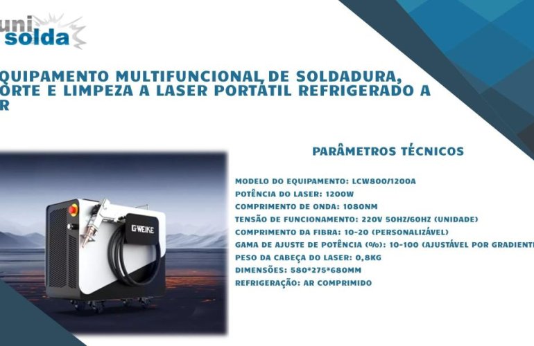 Equipamento multifuncional de soldadura, corte e limpeza a laser portátil refrigerado a ar